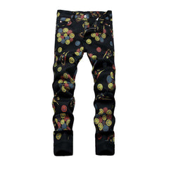 Color bubble print men jeans