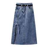 Falda larga vaquera con cordones