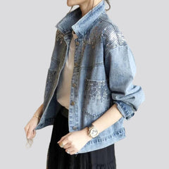 Sequin embellished women denim jacket
