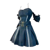 Vestido vaquero con tirantes finos de los años 90 para mujer