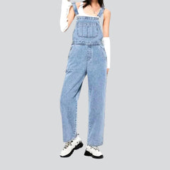 Straight loose denim jumpsuit for ladies