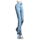 Vaqueros lavados a la piedra con costuras delanteras