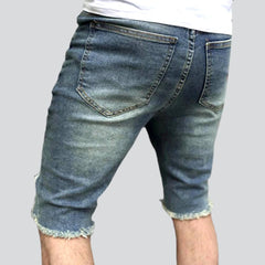 Retro skinny distressed denim shorts