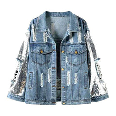 Chaqueta vaquera de mujer totalmente desgastada