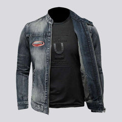 Motorcycle embroidered men denim jacket