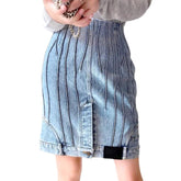 Falda vaquera retro bordada invertida