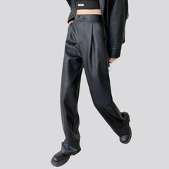 Y2k pleated-waistline women denim pants