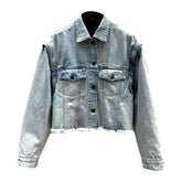 Cropped vintage women denim jacket