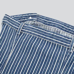 Vestido vaquero mini sin tirantes a rayas