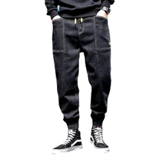 Streetwear dark men denim joggers