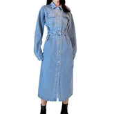 Light blue long denim coat