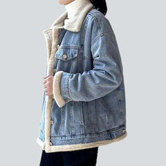 Light wash winter denim jacket