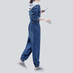 Hooded urban women denim overall