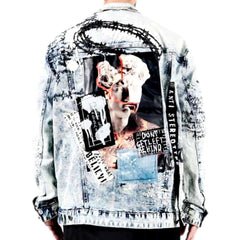 Jeansjacke für Herren mit Anime-Print
