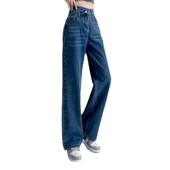 Wide-leg women stonewashed jeans