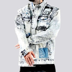 Jeansjacke für Herren mit Anime-Print