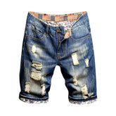 Vintage blue distressed denim shorts