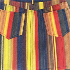 Color vertical stipes denim skirt