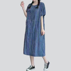 Vestido vaquero urbano largo a rayas