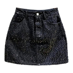 Rihnsotne verzierter rosa Jeansrock