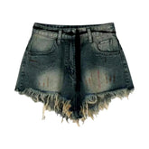 Vintage-Jeansshorts mit Used-Saum