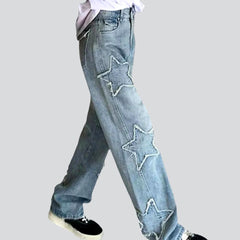 Bestickte Damenjeans mit hoher Taille