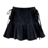 Falda skater vaquera con cordones