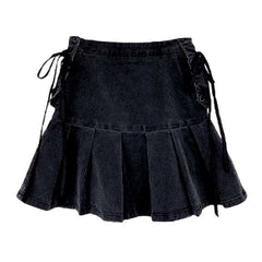 Denim-Skaterrock mit Kordelzug