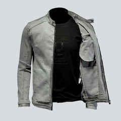 Chaqueta vaquera biker gris claro