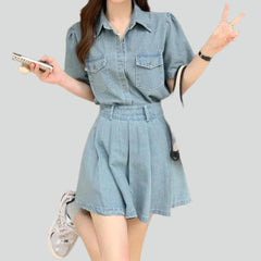 Vestido vaquero mini plisado para mujer