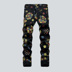 Color bubble print men jeans