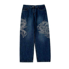 Baggy-Jeans für Herren mit Drachen-Print