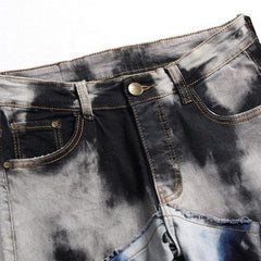 Tie-Dye-Patchwork-Jeans für Herren