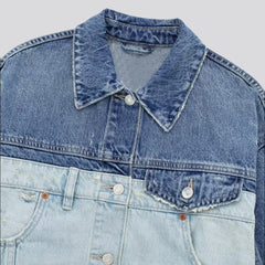 Chaqueta vaquera con bloques de color urbano para mujer