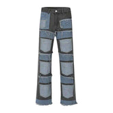 Vaqueros de patchwork de moda para hombre