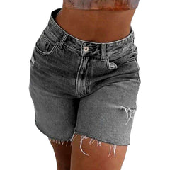 Shorts vaqueros con corte en la pierna para mujer