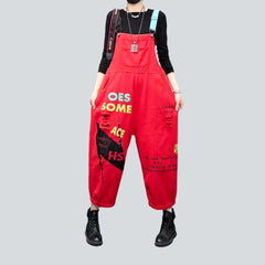 Jeans-Overall mit Buchstaben-Print für Damen