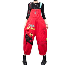 Jeans-Overall mit Buchstaben-Print für Damen