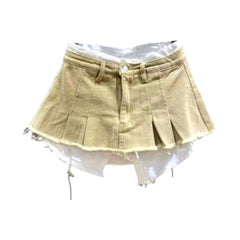 Farbiger Jeans-Skort mit sichtbaren Taschen