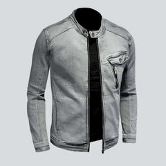 Chaqueta vaquera biker gris claro