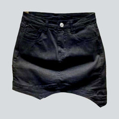 Irregular hem mini denim skort