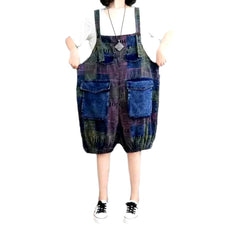 Jeans-Strampler mit Buchstabenmuster für Damen