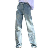Bestickte Damenjeans mit hoher Taille