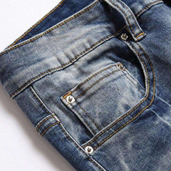 Vaqueros elásticos para hombre con parches de leopardo