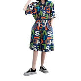 Jeans-Overall mit Buchstaben-Print für Damen