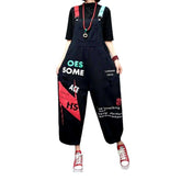 Jeans-Overall mit Buchstaben-Print für Damen