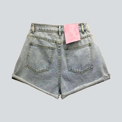 Color pocket wide denim shorts