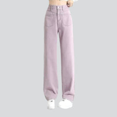 Pale color straight pocket jeans