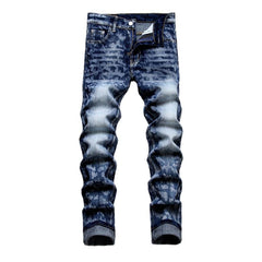Print wash jeans for men