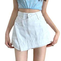 Irregular color women denim skort